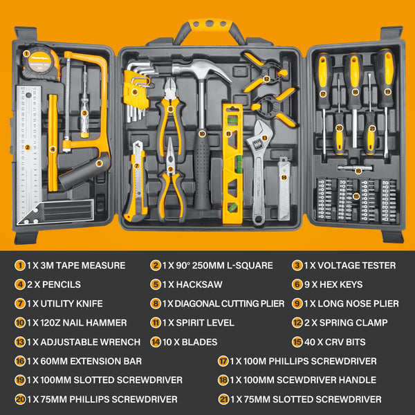 マスタード＆ペッパーセット MasterSpec 80-Piece Hand Tool Set Household Tool Kit Hammer Plier