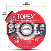 Load image into Gallery viewer, TOPEX Heavy Duty 900W 125mm 5'' Angle Grinder w/ 25PCs 5" Grinding Wheels