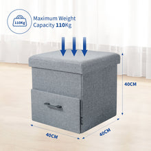 Load image into Gallery viewer, Stelive Folding Ottoman Storage Cube Footstool With Drawer Stool Blanket Box Oxford Linen 40x40x40cm