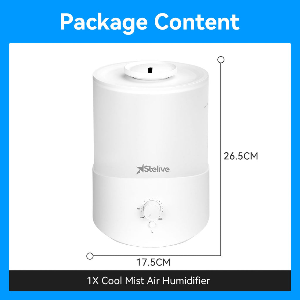 Stelive 2.5L Humidifier for Bedroom Children's Room, Cool Mist Humidifier and Essential Oil Diffuser Combo, Top Fill Humidifier for Baby, Home, Plant