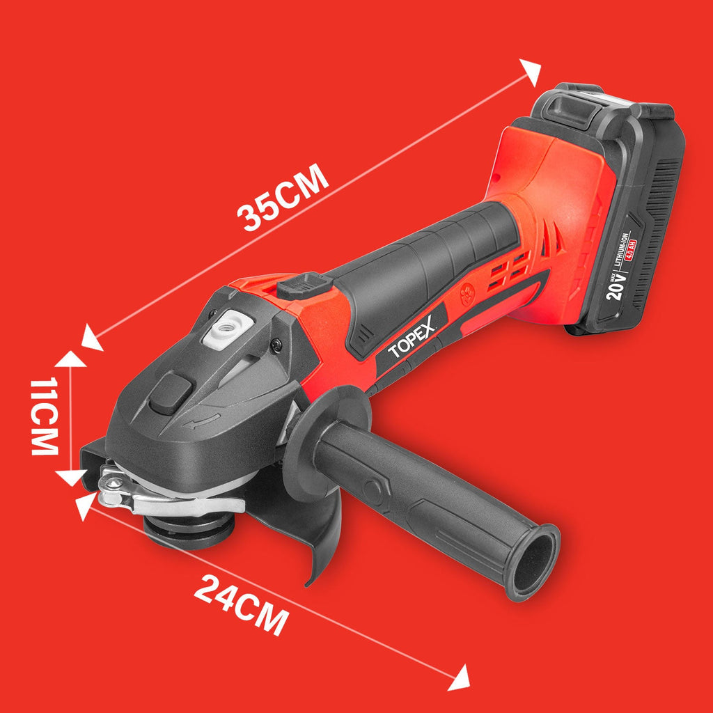 TOPEX 20V Cordless Angle Grinder 125mm Li-ion Grinding Cutting Power Tool