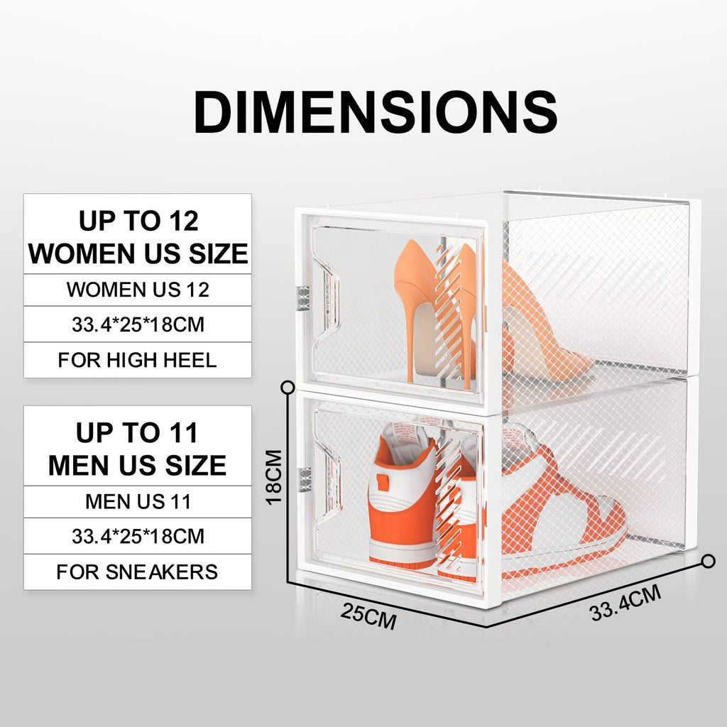 Stelive 12PCS Shoe Display Box Shoe Box Storage Containers Stackable Shoe Storage Box 33x25.4x18.6cm
