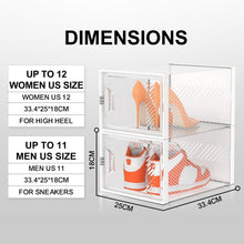 Load image into Gallery viewer, Stelive 12PCS Shoe Display Box Shoe Box Storage Containers Stackable Shoe Storage Box 33x25.4x18.6cm