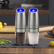 Load image into Gallery viewer, Stelive 2-Piece Auto Salt and Pepper Grinder Set, Auto Salt and Pepper Mills Set, Electric Salt and Pepper Shakers, with Adjustable Coarseness for Seasoning