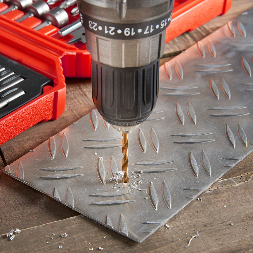 TOPEX 128 Piece Drill Bit Set HSS Titanium Drill & Screwdriver Bit Set with Case