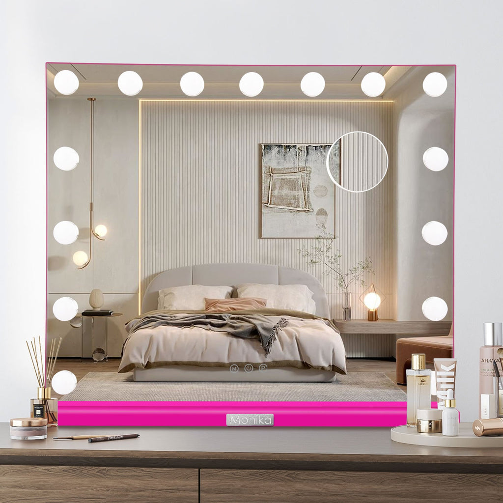 Monika 60*52cm Makeup Mirror With Dimmable Lights 15 LED Lighted Vanity Mirrors Wall