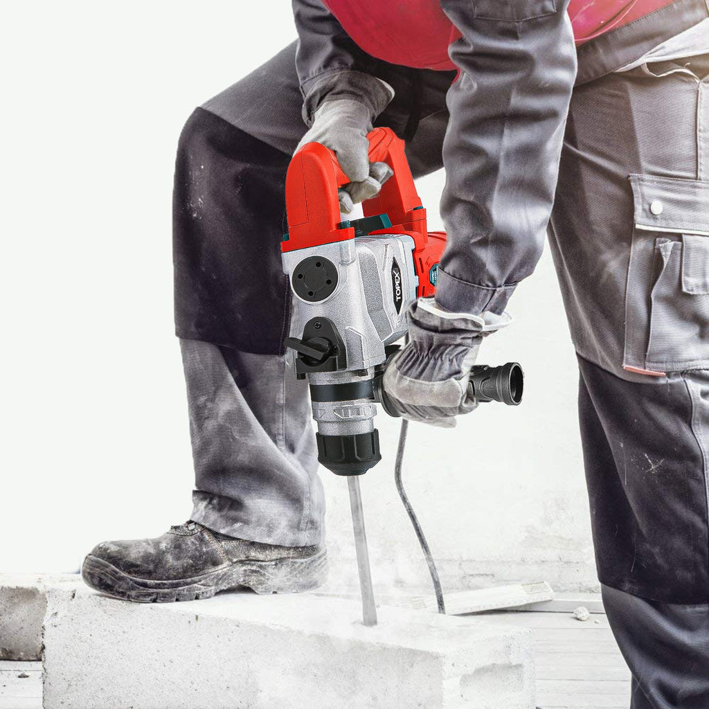 TOPEX 1010W SDS+ Rotary Hammer Drill Demolition Jack Hammer Kit w/ Chisels Drill