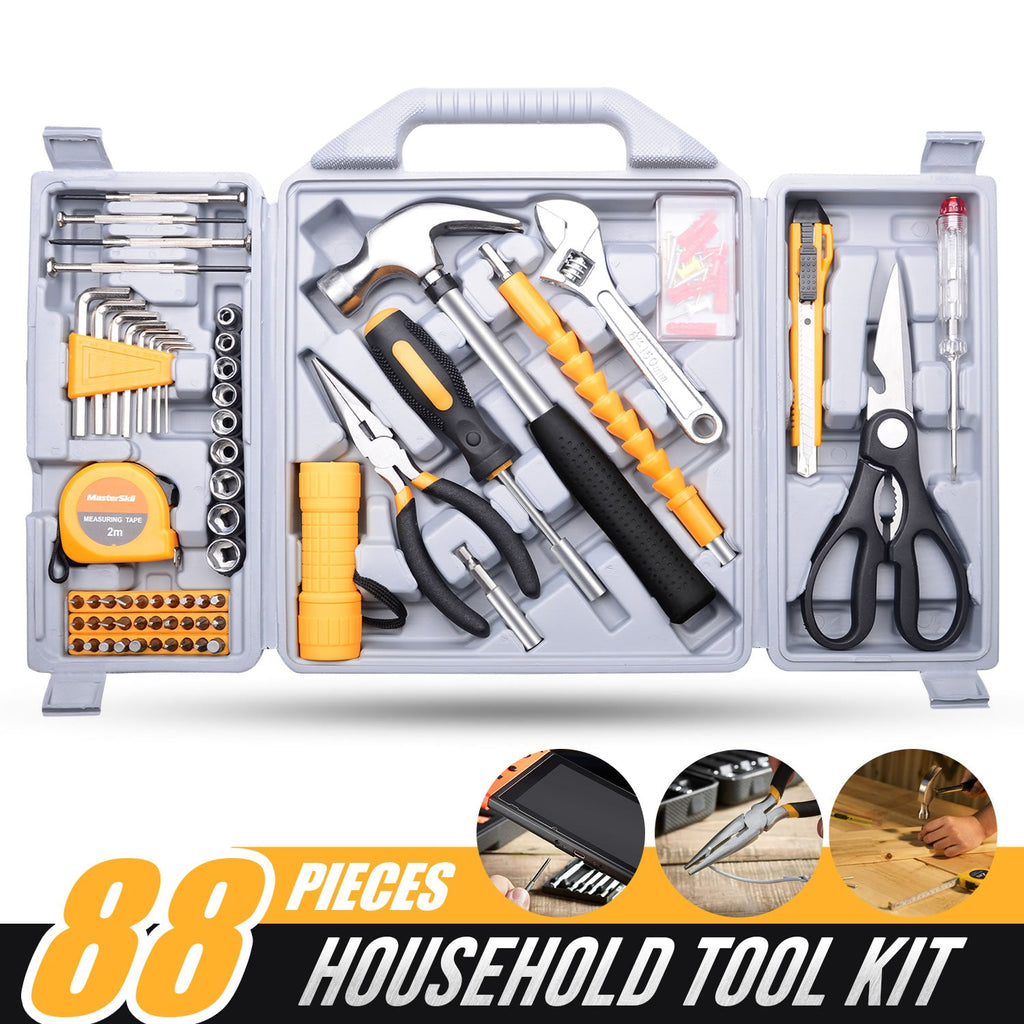 MasterSpec 100PCs Household Tool Kit Toolbox Set