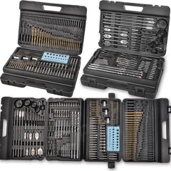 TOPEX 204PC Combination Titanium Drill Bit Set Screw Bits for Metal Wood Masonry