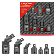 Load image into Gallery viewer, TOPEX 7-piece socket adaptor set 1/4" 3/8" and 1/2" universal joint socket adaptor