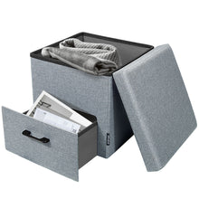 Load image into Gallery viewer, Stelive Folding Ottoman Storage Cube Footstool With Drawer Stool Blanket Box Oxford Linen 40x40x40cm