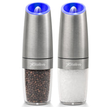 Load image into Gallery viewer, Stelive 2-Piece Auto Salt and Pepper Grinder Set, Auto Salt and Pepper Mills Set, Electric Salt and Pepper Shakers, with Adjustable Coarseness for Seasoning