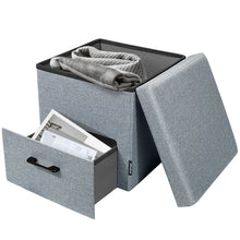 Load image into Gallery viewer, Stelive Folding Ottoman Storage Cube Footstool With Drawer Stool Blanket Box Oxford Linen 40x40x40cm