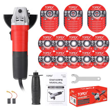 Load image into Gallery viewer, TOPEX Heavy Duty 900W 125mm 5'' Angle Grinder w/ 25PCs 5" Grinding Wheels