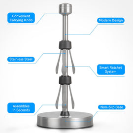 Stelive 11-Inch Paper Towel Holder, Free-Standing Kitchen Roll Holder, Weighted Paper Towel Dispenser with Suction Cup Base, One-Handed Tear, Stainless Steel