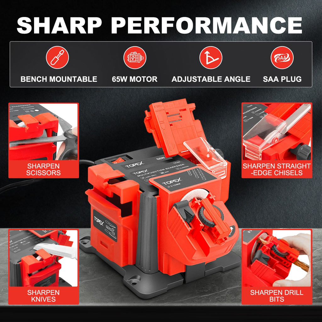 TOPEX 65W Electric Multifunction Sharpener SAA Drill Bit Knives Scissors Chisel