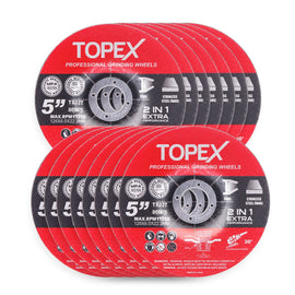 TOPEX 25PCS 125x 6.0x 22.23mm Grinding Discs Wheels Steel Inox Angle Grinder