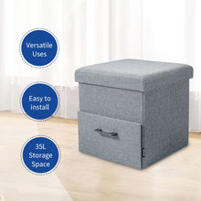 Load image into Gallery viewer, Stelive Folding Ottoman Storage Cube Footstool With Drawer Stool Blanket Box Oxford Linen 40x40x40cm