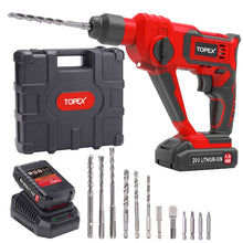 Load image into Gallery viewer, TOPEX 20V Max Lithium Cordless Rotary Hammer Drill Kit w/Battery Charger Bits