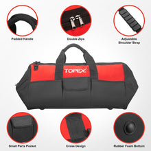 Load image into Gallery viewer, TOPEX 24 Inch Tool Bag, Multi-pocket Tool Organiser, Roomy Storage Space Tool Tote Bag with Padded Handle and Adjustable Shoulder, for home and workshop