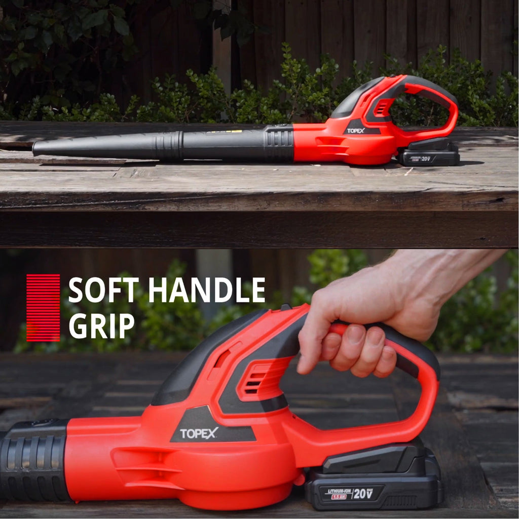 TOPEX 20V MAX Cordless Leaf Blower 1.5Ah Battery 200km/h