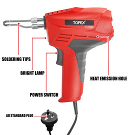 TOPEX Heavy Duty Soldering Gun Iron Kit Fast Heating Hot Knife Plastic Foam Cut