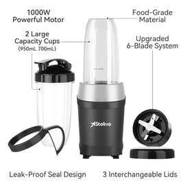 Stelive 1000W Electric Juice Blender Portable Blender Fresh Juice Mixer Smoothie Maker Electric Shakes Juicer Machine (Black)