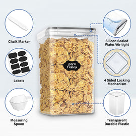 Stelive 2-Piece 6.5L Food Storage Containers Airtight Pantry Storage Containers Organiser Plastic Food Canisters Plastic Canisters w/ Labels & Pen