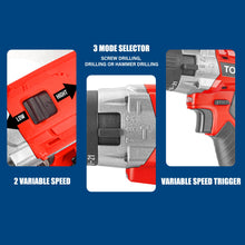 Load image into Gallery viewer, TOPEX 20V Lithium-Ion Cordless Drill Driver Impact Hammer drill w/ Battery Charger