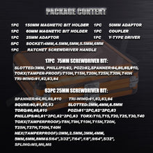 Load image into Gallery viewer, TOPEX 92PCS Ratchet Screwdriver Bits Set Ratcheting Driver Bits Kit Security bits precision bits set