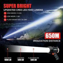 Load image into Gallery viewer, TOPEX Rechargeable Spotlight with 1000 Lumen Cree LED, IP67 Waterproof Handheld Flashlight Searchlight with Detachable Red Light Filter