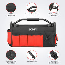 Load image into Gallery viewer, TOPEX 16 Inch Tool Bag, Multi-pocket Tool Organiser, High Bearing Wide Mouth Tool Tote Bag with Adjustable Shoulder Strap, Foldable, Rotatable Steel Handle