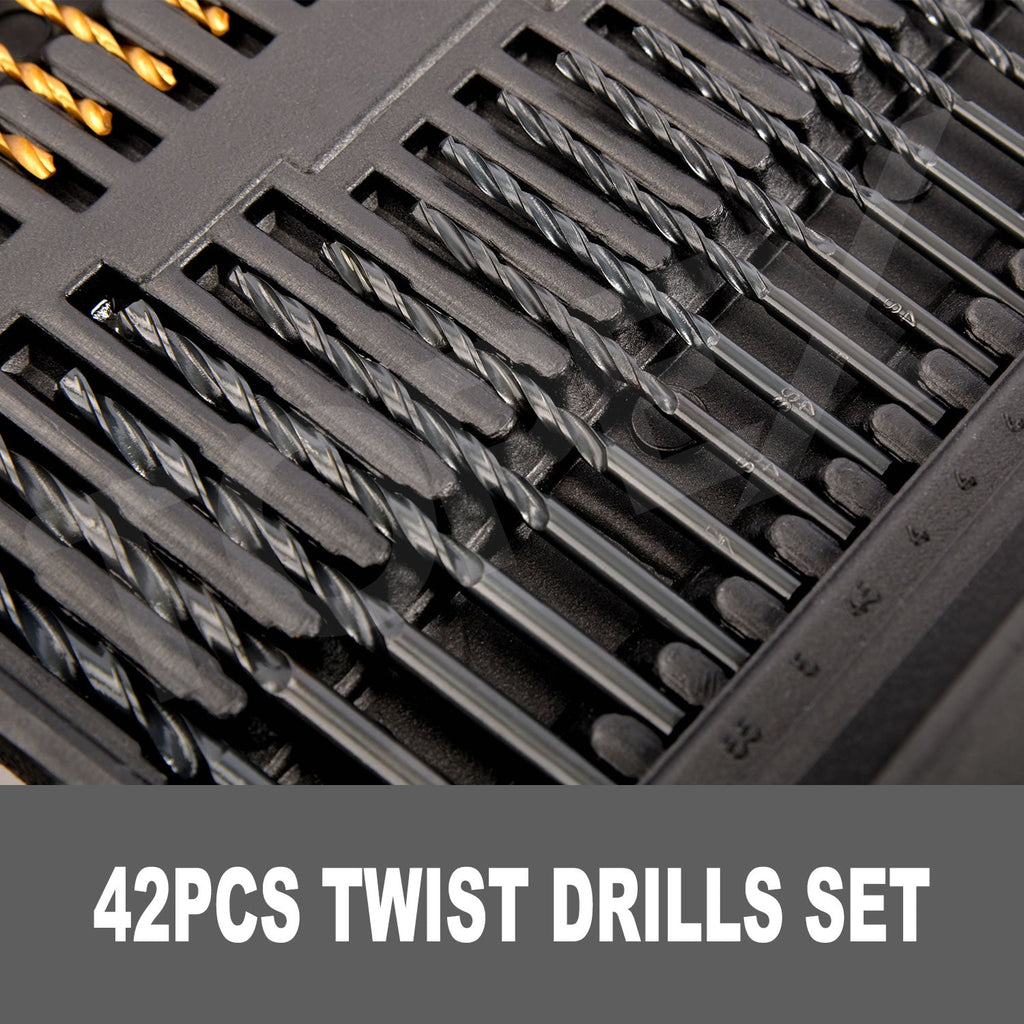 TOPEX 204PC Combination Titanium Drill Bit Set Screw Bits for Metal Wood Masonry