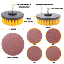 Load image into Gallery viewer, MasterSpec 30 PCS Drill Brush Scrub Pads &amp; Sponge Scrubber Drill Brush Kit with Extend Holder