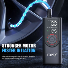 Load image into Gallery viewer, TOPEX 12V Car Tyre Inflator Portable Air Compressor Cordless Air Pump 150PSI Air Pump Dual Power Electric Tyre Pump for Car/ Motorcycle/ Bike/ Ball/ Custom