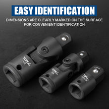 Load image into Gallery viewer, TOPEX 7-piece socket adaptor set 1/4" 3/8" and 1/2" universal joint socket adaptor