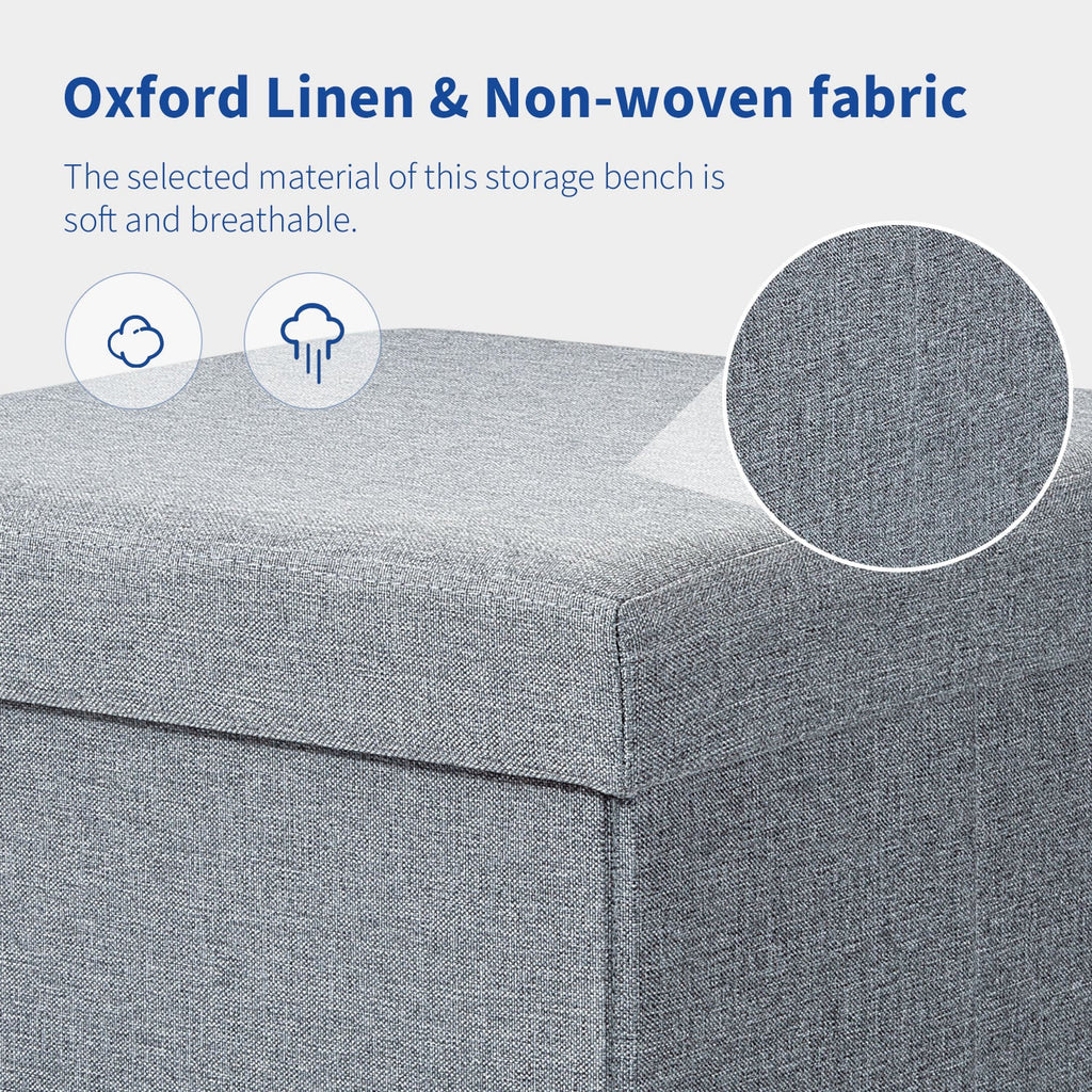 Stelive Folding Ottoman Storage Cube Footstool With Drawer Stool Blanket Box Oxford Linen 40x40x40cm