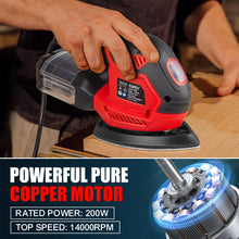 Load image into Gallery viewer, TOPEX 200w Electric Detail Sander with Sandpaper Polisher&amp;Dust Box Small Triangular Palm Sander