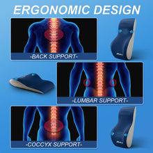 Load image into Gallery viewer, Stelive Ergonomic Back Cushion Lumbar Support Cushion Memory Foam Back Support Orthopedic Backrest Support Pillow w/ Adjustable Straps