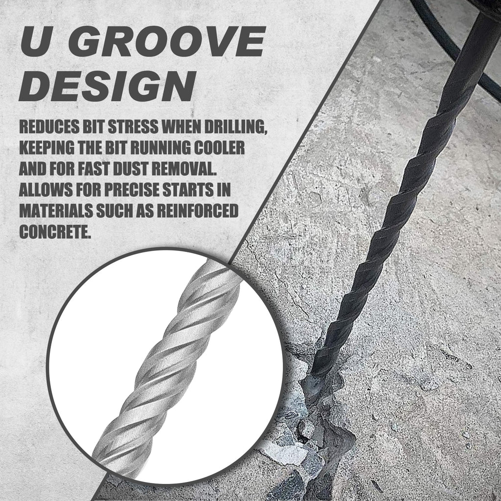 TOPEX 17 Piece SDS PLUS Rotary Hammer Drill Bits Set & Chisel Bits Hole Tool Set