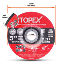 Load image into Gallery viewer, TOPEX 25PCS 125x 6.0x 22.23mm Grinding Discs Wheels Steel Inox Angle Grinder