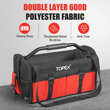 Load image into Gallery viewer, TOPEX 16 Inch Tool Bag, Multi-pocket Tool Organiser, High Bearing Wide Mouth Tool Tote Bag with Adjustable Shoulder Strap, Foldable, Rotatable Steel Handle