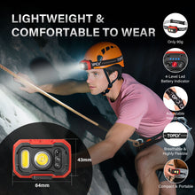 Load image into Gallery viewer, TOPEX Headlamp Rechargeable Head Torch, 1000 Lumens Waterproof LED Headlight with Red Lights, 11 Light Modes, Motion Sensor Control for Camping, Hiking, Outdoor