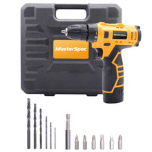 Load image into Gallery viewer, MasterSpec 12V Cordless Drill Driver Screwdriver Accessories W/2 Batteries