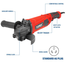 Load image into Gallery viewer, TOPEX 1200W Angle Grinder Heavy Duty 125mm 5" Angle Grinder w/ Cutting Disc