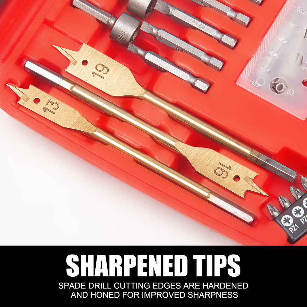 TOPEX 128 Piece Drill Bit Set HSS Titanium Drill & Screwdriver Bit Set with Case