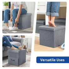 Load image into Gallery viewer, Stelive Folding Ottoman Storage Cube Footstool With Drawer Stool Blanket Box Oxford Linen 40x40x40cm