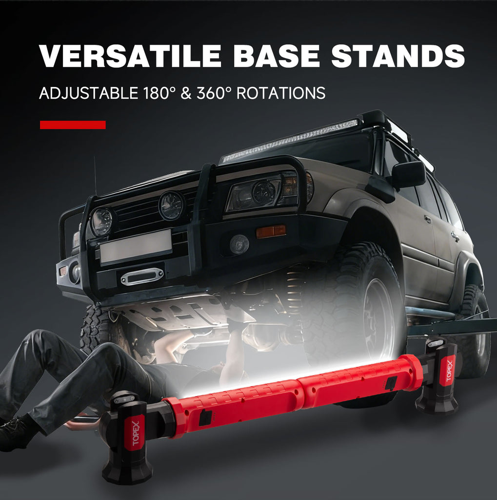 TOPEX 2 x 10W 2000 Lumens Magnetic Rechargeable Work Light with Hook for Car Repair, Garage, Workshop