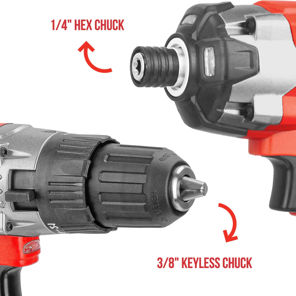 TOPEX 20V Cordless Twin Drill & Impact Driver Set & 32 Screwdriver Bits set