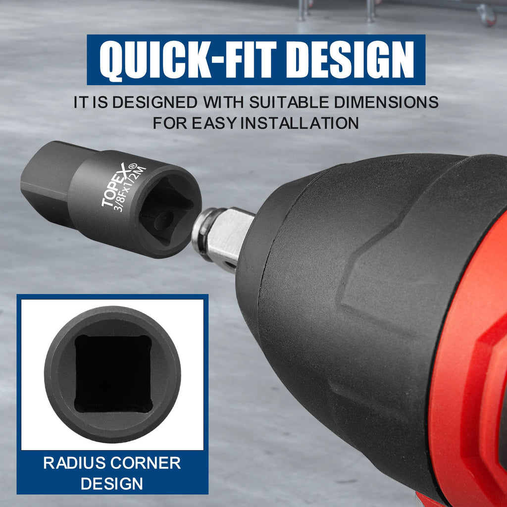 TOPEX 7-piece socket adaptor set 1/4" 3/8" and 1/2" universal joint socket adaptor